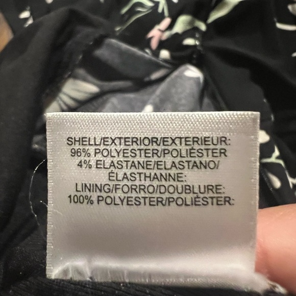 Anne Klein Midi Dress Black Pink Floral Sleeveless Belted Back Zip Stretch READ - Picture 6 of 6